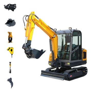 2 Ton Mini Excavator Digger with Cabin and Bucket, Compact Crawler Digger for Farm Use, Landscaping, and Municipal Work