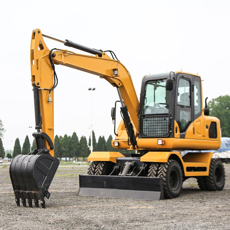 Hydraulic Mini Excavator Earth Moving Machinery Excavator 1Ton 2 Ton 3 Ton 3.5 Ton Wheel Excavators Bull-Dozing Excavator for Construction Work, Suitable for Farm Trench, Road, Trench Digger